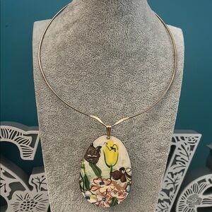 Vintage Copper Floral Collar Necklace